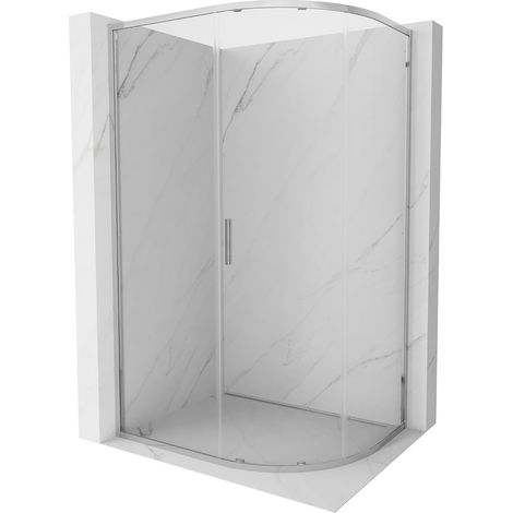 Mexen Exo cabina de ducha semicircular asimétrica corredera 90 x 80 cm, transparente, cromo - 8131-090-080-01-00 (1/5)