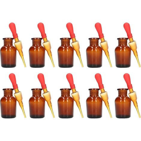 10-teiliges Tropfflaschen-Set mit 30 ml Fassungsvermögen und Gummiverschluss für Laborexperimente