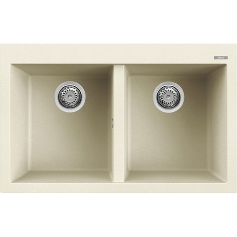 Lavello Elleci Incasso 2 vasche 79x50 Quadra 350 Granitek Bianco Antico LGQ35062