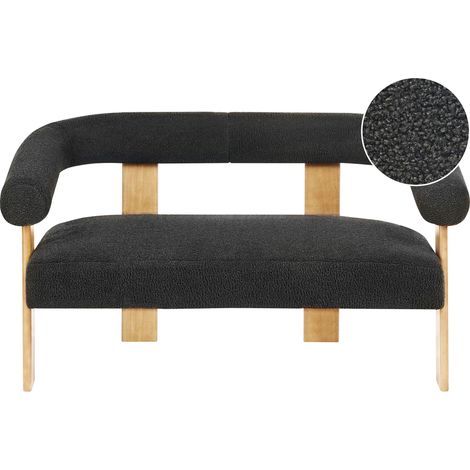 Sofa 2-Sitzer ILBRO Bouclé Schwarz / Hellbraun