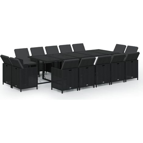 Maison Exclusive - 15-tlg. Garten-Essgruppe mit Kissen Poly Ratta