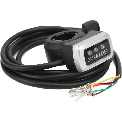 Poignée d'accélération au pouce 6 fils avec interrupteur marche/arrêt, indicateur de batterie, ouverture 22 mm pour vélo électrique et trottinette 36V (1/5)
