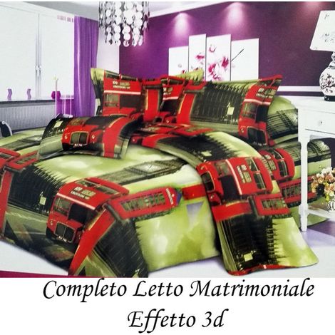 Trade Shop - VERGLEICHUNG 3D LENZUOLA MATRIMONALE SOPRE COPRI CUSCINI BUS LONDINESE -