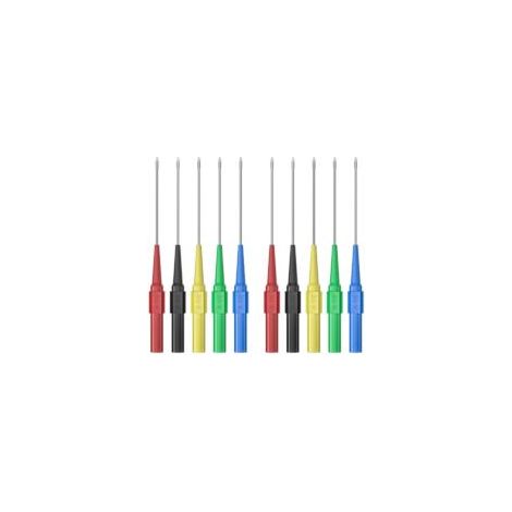 10 pezzi di punte di prova lunghe da 0,7 mm, aghi per foratura di fili isolati non distruttivi, punte di prova posteriori in acciaio inossidabile, sonde per multimetro per connettore a banana maschio (1/3)