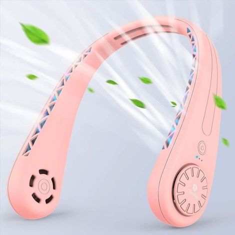 Ventilateur USB - Tesoky - Portable Nuque Rechargeable - 3 Vitesses - Rose