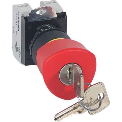 Coup de poing à accrochage non lumineux Osmoz complet IP69 Ø40 EN 418 à clé - rouge - LEGRAND