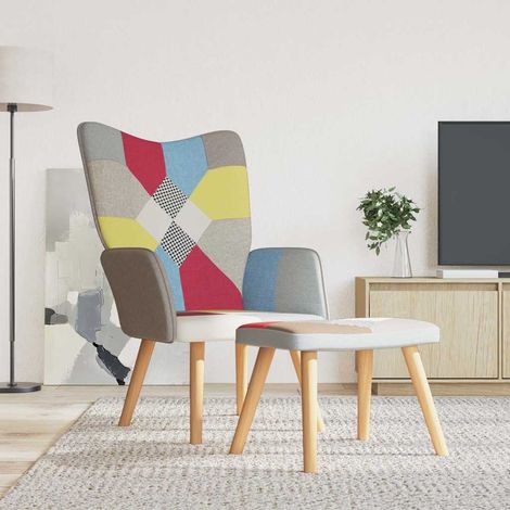 vidaXL Chaise de relaxation avec repose-pied Patchwork Tissu (1/5)