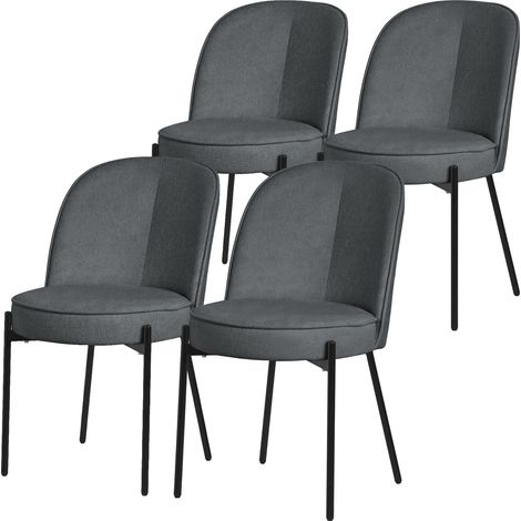 ML-Design Juego 4x Sillas de Comedor Antracita de Poliéster Tapizado con Patas de Metal Asiento Acolchado con Respaldo Semi-Redondo Diseño Atemporal Mueble Ergonómico para Cocina y Sala de Estar