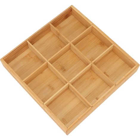 Plateau de service à snacks en bambou, compartiments pour fruits secs, 9 sections, sans peinture, écologique et sûr (1/5)