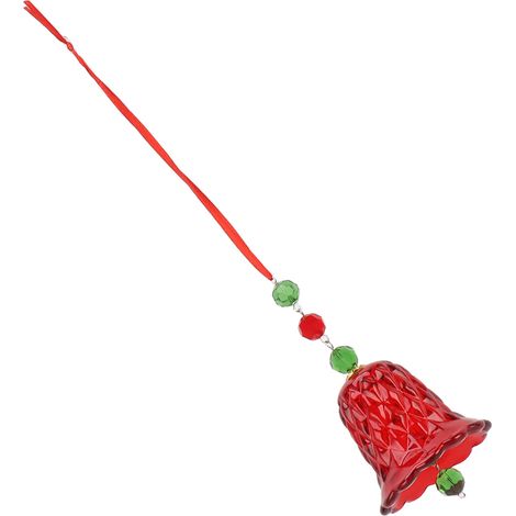 Carillon éolien suspendu, clochettes en verre poli aux formes géométriques exquises, idéal comme cadeau de Noël (rouge). (1/5)