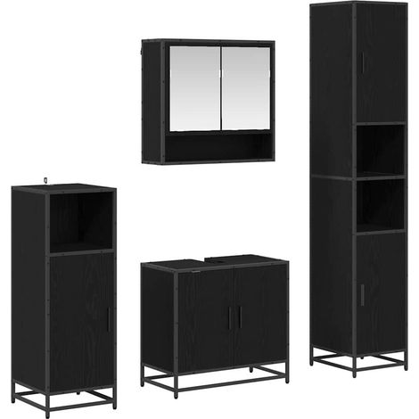 Badezimmermöbel-Set 4 pcs Schwarz Eichen-Optik Holzwerkstoff vidaXL