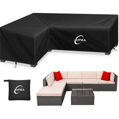 Abdeckung L-Form Gartenmöbel Wasserdicht 420D Lounge Winterfest Reißfest UV-Schutz 214x264x85cm (1/5)