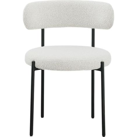 Lot 2 chaises rembourrées chenille blanche modernes salle à manger sans accoudoirs cuisine dossier tissu confortable salon (1/5)