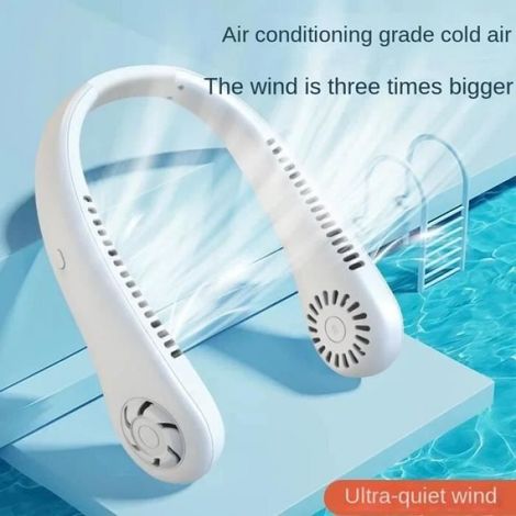 Ventilateur Sans Lame - Batterie Rechargeable USB - 3 Vitesses - Refroidissement Portable Été Sport Extérieur - 197x198x60 mm - 200 g (1/4)