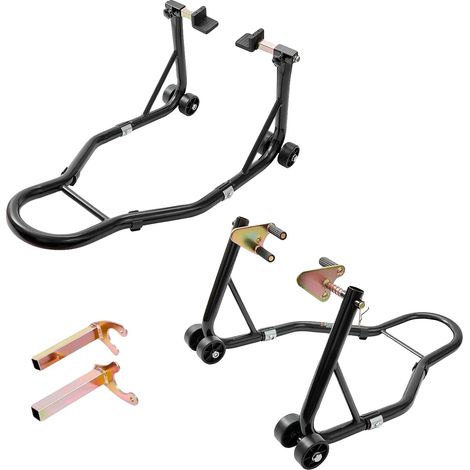 Motorradständer, Schwerlaststahl, Verstellbare Gabelköpfe, Schwarz (1/2)