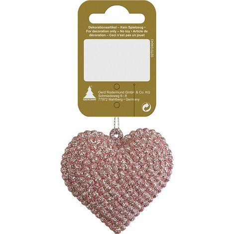 Weihnachtsanhänger Herz rosa 6,5 cm