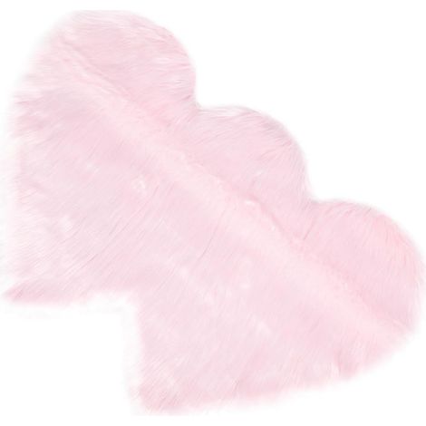 Tapis en Fausse Fourrure de Cœur 60x90 Cm Tapis D’entrée Doux et Moelleux Couleur Rose pour Salon et Chambre Lavable et Léger (1/5)