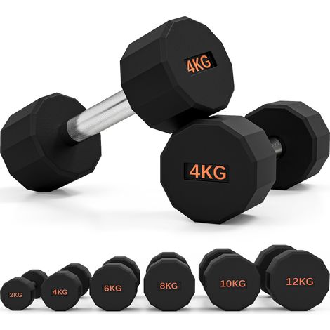 SPORTNOW Dumbbells Weights Set with 12-Sided Shape and Non-Slip Grip 2 x 4kg