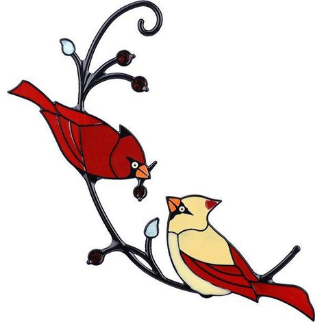 Pendentif Fenêtre Oiseaux - Vitraux Artisanal Main - Double Face - Décoration Solaire pour Fenêtre Salon Chambre Cuisine - 1 Pièce (1/5)