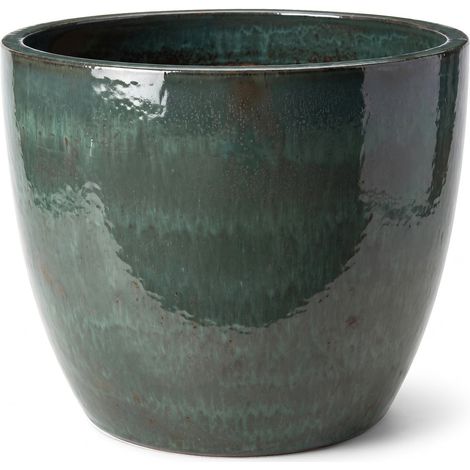 Pot grande taille d'extérieur LANCELOT 70x60cm jade, fait main en terre cuite émaillée, résistant au gel (1/2)