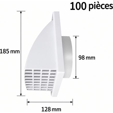 Grille d'aération murale extérieure B 100 avec clapet anti-retour et chapeau pare-pluie 100 520 g – Livraison gratuite