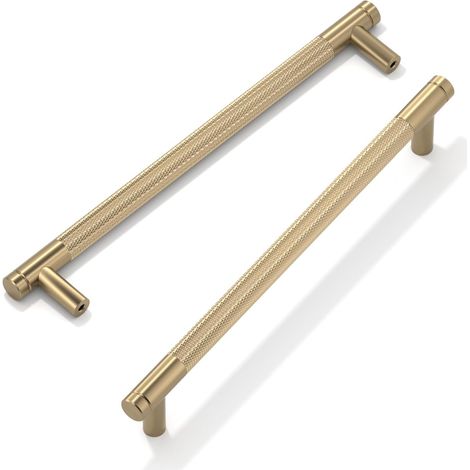 Lot de 2 poignées de meuble Champagner Bronze, Poignées de porte d'armoire 192 mm d'espacement, Poignées de meubles dorées à filetage (1/5)