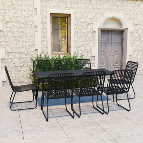 9-tlg. Garten-Essgruppe Poly Rattan und Glas (1/5)
