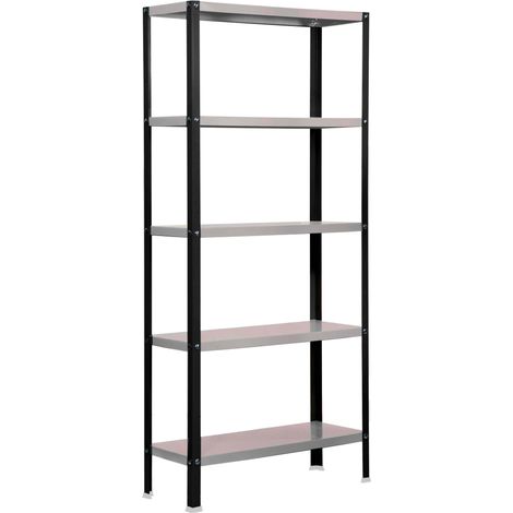 SimonRack Scaffale da Ufficio/Libreria, 1800x800x300 mm, 5 Ripiani, 100 kg per Ripiano, Metallo Stile Industriale, Antracite/Zincato – Simon Home