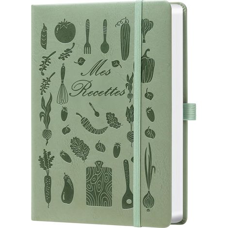 Carnet de Recettes à Remplir A5 – Livre de Recettes Vierge avec Index, Cahier de Cuisine à Remplir pour Noter Vos Recettes Maison – Idée Cadeau pour Passionnés de Cuisine – Vert militaire (1/5)