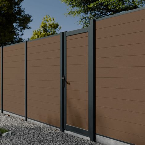 Kit Portillon Composite RIO Bronze - Hauteur : 183cm - Largeur max : 120 cm - Largeur ajustable - Compatible clôture RIO
