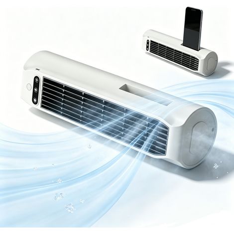 Ventilateur portable - Ventilateur Sans Pales - 3 en 1 Pose Libre/Couché/Mural - 3 Vitesses -3000mAh - Support Téléphone (1/5)