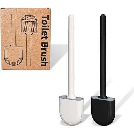 Tinor – Brosse WC en silicone flexible – Lot de 2 avec porte-brosse mural – Nettoyage efficace sans résidus – Tête anti-taches et anti-cheveux (1/5)