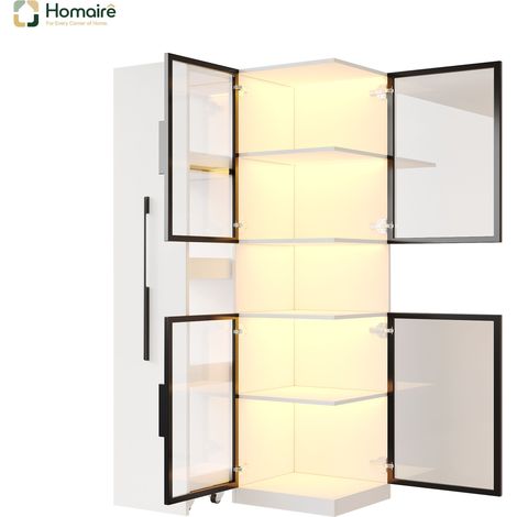 Bibliothèque blanc avec couchage coulissant en mdf 70 x 38 x 160 cm HOMAIRE (1/5)