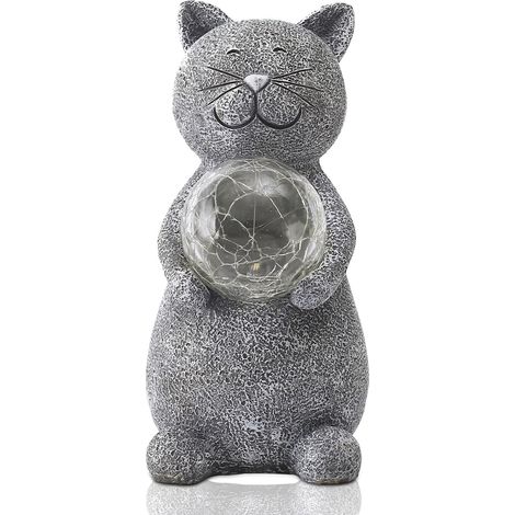 Figuras decorativas de gatos para jardín, ideales para exteriores. Adornos con bola solar. Regalo divertido para mujeres. Ideales para cumpleaños, como regalo para mamá o abuela. También son un regalo (1/5)