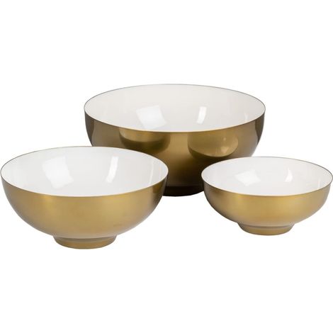 Bol 30 x 30 x 14 cm Doré Blanc Fer 3 unités