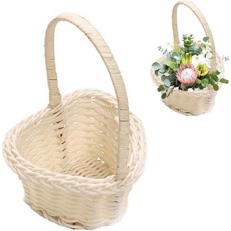 Cestino pasquale in vimini a forma di cuore, fodera impermeabile, decorazione pasquale per picnic, cestino ovale intrecciato a mano, cestino per decorazioni nuziali H (1/5)