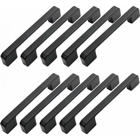 10 maniglie per mobili, interasse fori 128 mm - Maniglie nere per ante della cucina, maniglie a barra, maniglie nere per cucina, 128 mm (1/5)
