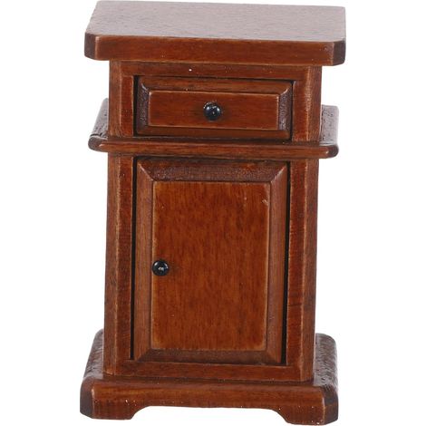Meuble Miniature pour Maison de Poupée 1:12 en Bois, Table de Chevet Compacte et Fonctionnelle pour Décoration de Chambre Miniature Vintage (1/5)