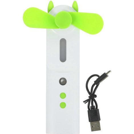 Mini ventilateur multifonctionnel portable rechargeable par USB, avec brumisateur intégré, idéal pour les voyages (vert).-13X3.2cm-Green (1/4)