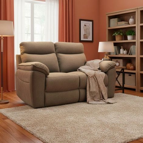 Divano 2 Posti Lineare in Tessuto Antimacchia Cappuccino - Modello Bostonfix Giulia 160 cm