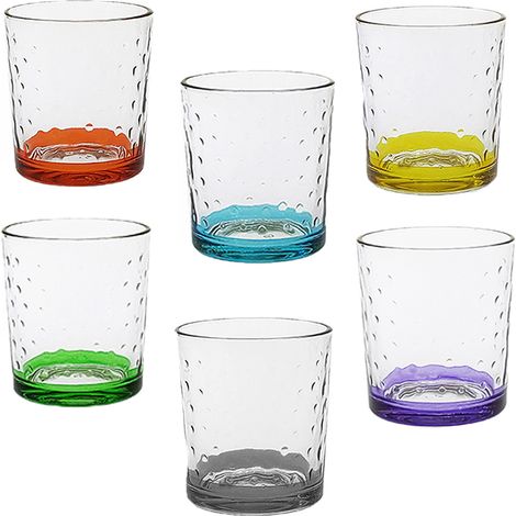Bicchieri Eleganti per Stile e Raffinatezza in Vetro 26 cl Set di 6 fondo multicolore in casa per Ogni Tavola e Occasione bar hotel ristorante