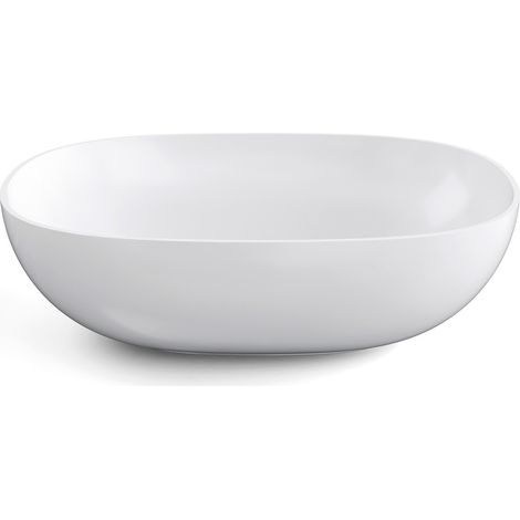Lineabeta - Ovales Aufstellwaschbecken aus Keramik 50x38,5 cm weiß glänzend