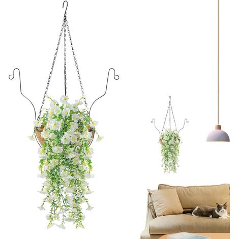 artificielles suspendables Déco Florale Réaliste Maison Et Jardin  Fleurs Artificielles Suspendues Avec Un Panier Pour Jardin Couloir Balcon Salle À Manger Maison Cour Fenêtre Fête Mariage (1/5)