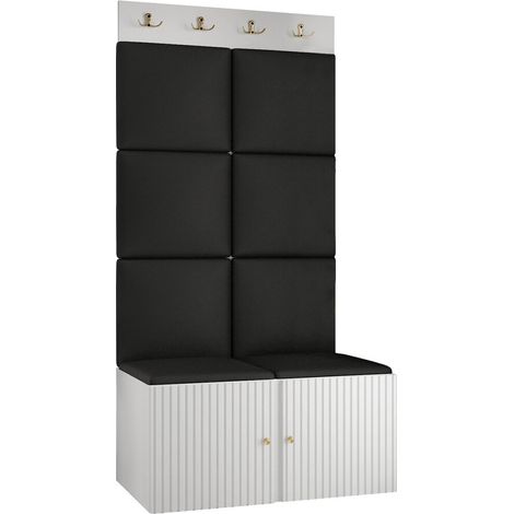 Conjunto para recibidor Hartford 383, Cuero ecológico Soft 011, 186x84x46cm, MDF, Aglomerado laminado, Cuero ecológico, Montada en la pared, Colocada (1/5)