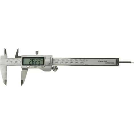 Toolland Digitaler Messschieber 150 mm 6 Zoll mit großem LCD Display, Präzisions Messwerkzeug aus Edelstahl für Innen Außen und Tiefenmessung, digitale Messung mit Batterie