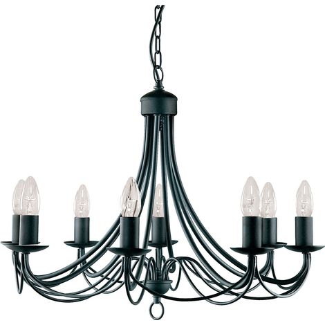 Searchlight Maypole - Lampadario a 8 Luci Finitura Nera, E14 (1/4)