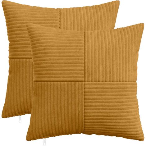 Housse de coussin 2 pcs ALMELO Jaune 45 x 45 cm velours côtelé vidaXL