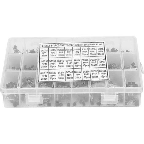 840-teiliges NPN-PNP- bis 92-Transistor-Sortiment (2N2222A-BC558) – DIY-Kit