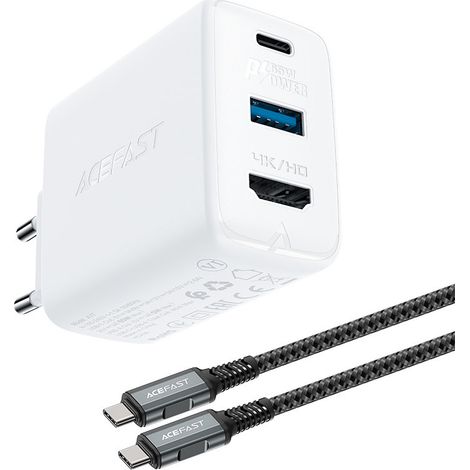 2in1 Wandladegerät mit USB-C-Kabel + USB-C - HDMI 4K-Adapter weiß (1/5)