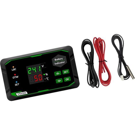 Analyseurs de batterie à double affichage avec alarmes pour batteries acides 7-100 V Plages de tension Compteur Dispositif de protection de connexion inversée (1/5)